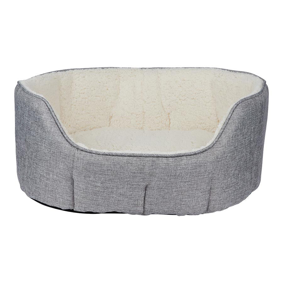 Linen Look Scallop Oval Dog Bed