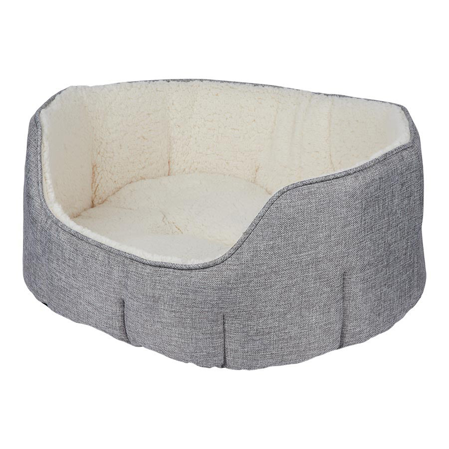 Linen Look Scallop Oval Dog Bed