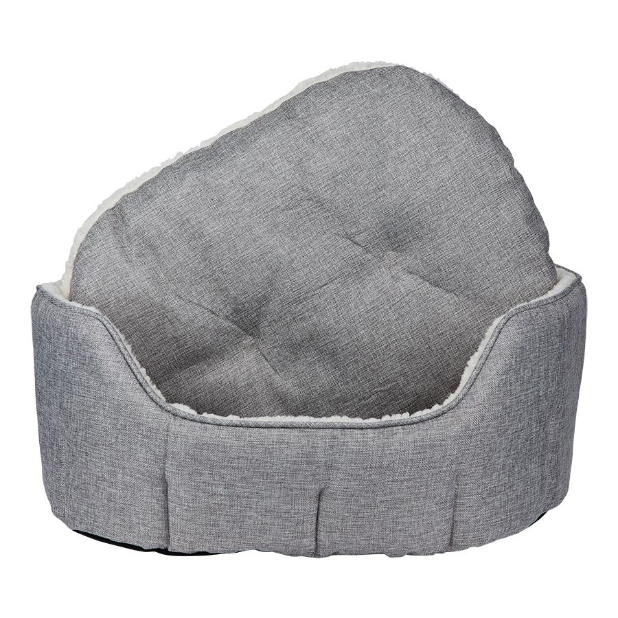 Linen Look Scallop Oval Dog Bed